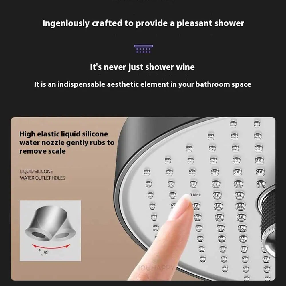 Adjustable 5 Speed Shower Head 7 inches Overhead Showerhead Liquid Silicone Water Outlet Shower for Bathroom Accessories