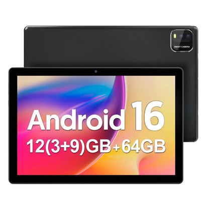 2026 Model Tablet | Brand New Android 16 | 10.0-inch Display | 12GB (3GB+9GB Virtual) RAM + 64GB ROM | Dual Cameras | 6,000mAh