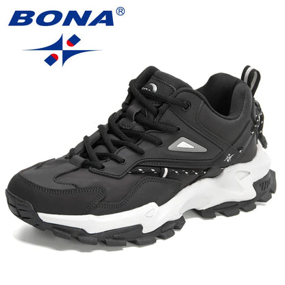 BONA 2022 New Designers Action Leather Casual Shoes Men Light Sneaker Man Fashion Breathable Comfortable Walking Shoe Mansculino
