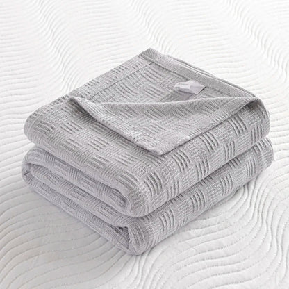 100% Cotton Plaid Weave Blankets Single Double Queen King Size Lightweight Soft Blanket for All Season Bedspreads for Bed Sofa
