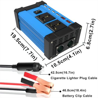 6000W High Power Solar Inverter DC12V To 110V 220V AC LCD Display 4 USB Ports Car RV Camping Power Converter
