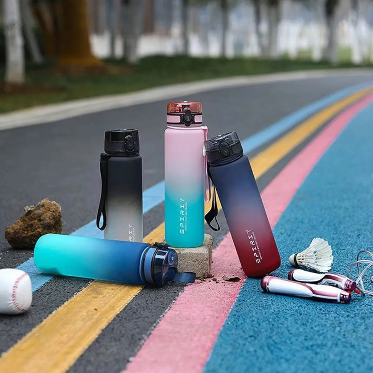 600ml/750ml/1000ml Large Capacity Sports Water Bottle Gradient Color Plastic Cup Drink Items Outdoor Beach Travel Portable Gym
