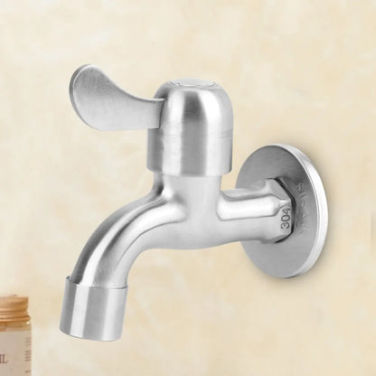 304 Stainless Steel Faucet G1/2 Inch Thread Single Lever Faucet Tap with Bubbler and Valve Wall Mounted Water Tap Garden