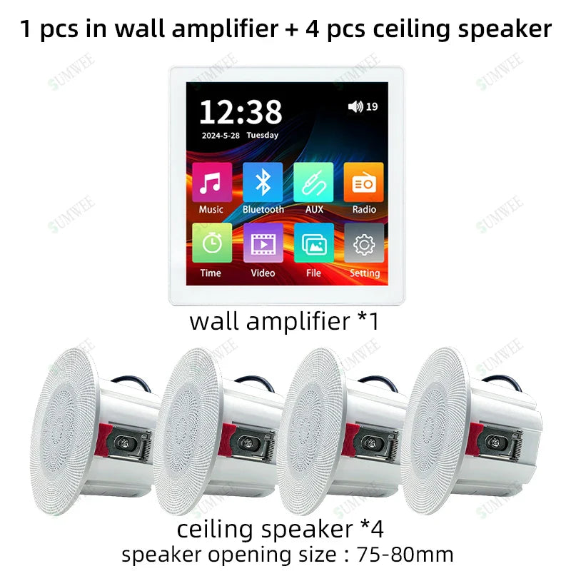 86 type touch screen Home Theater Sound System bluetooths TF AUX audio  in wall power amplifier Fm Radio Background music player