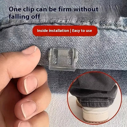 10pcs Invisible leg shortening device, adjustable anti slip hidden clip, suitable for jeans, no need for sewing clothes adjuster