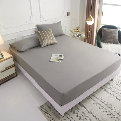 1 piece of solid color bed sheet for bedroom 100%Polyeste Elastic Band Around bedding Fitted Sheet Only (excluding pillowcases)