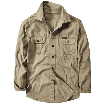 Brand Cotton Shirt Men's Spring Casual Cargo Shirts Male Long Sleeves Shirts Camiseta Masculina Plus Size 5XL 6XL