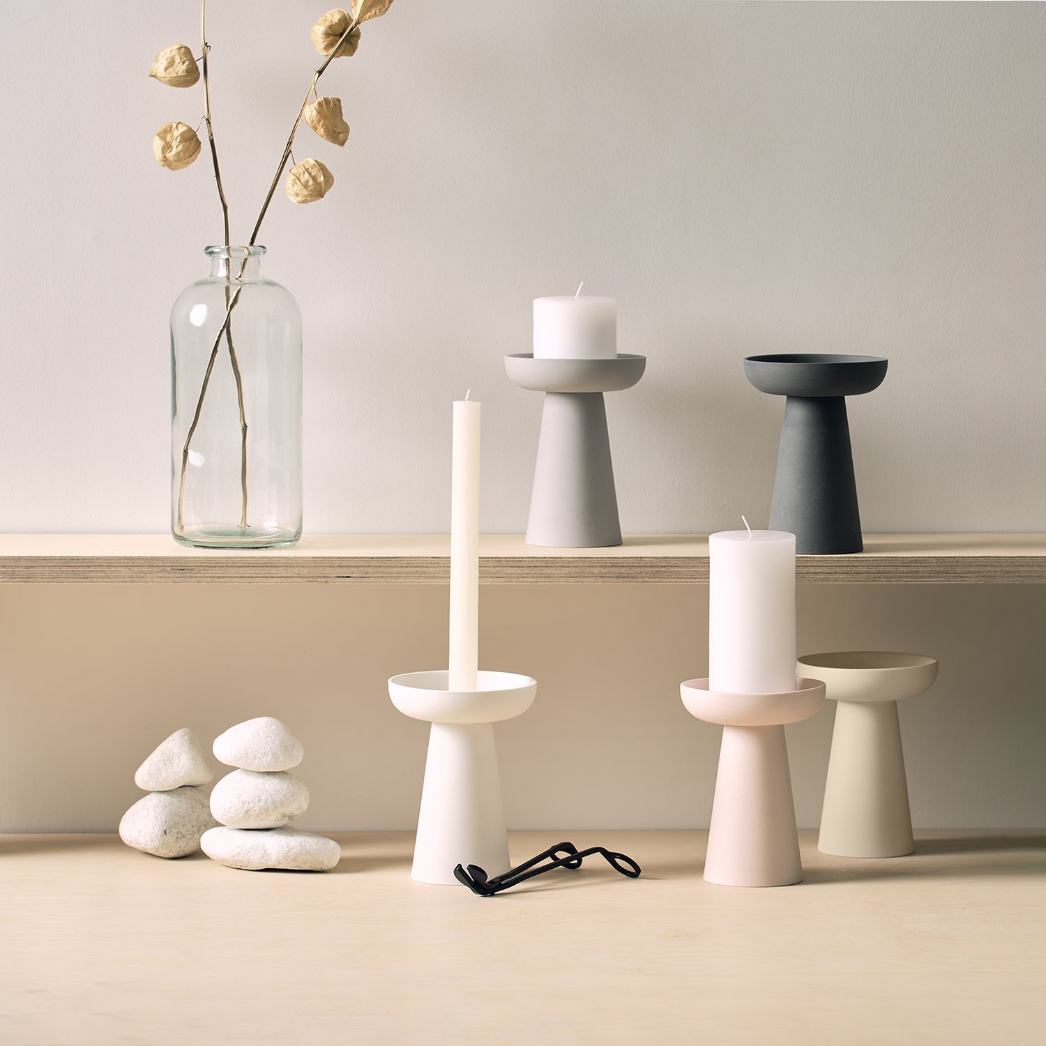 aery living | porcini candle holder large | grey - LC
