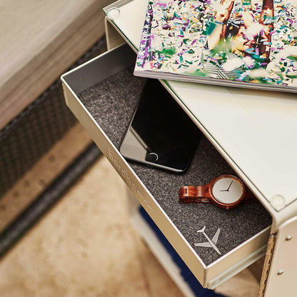bordbar | box trolley | door hinge left + bedside equipment | white