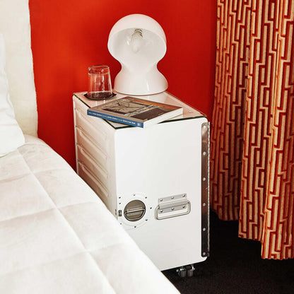 bordbar | box trolley | door hinge left + bedside equipment | white