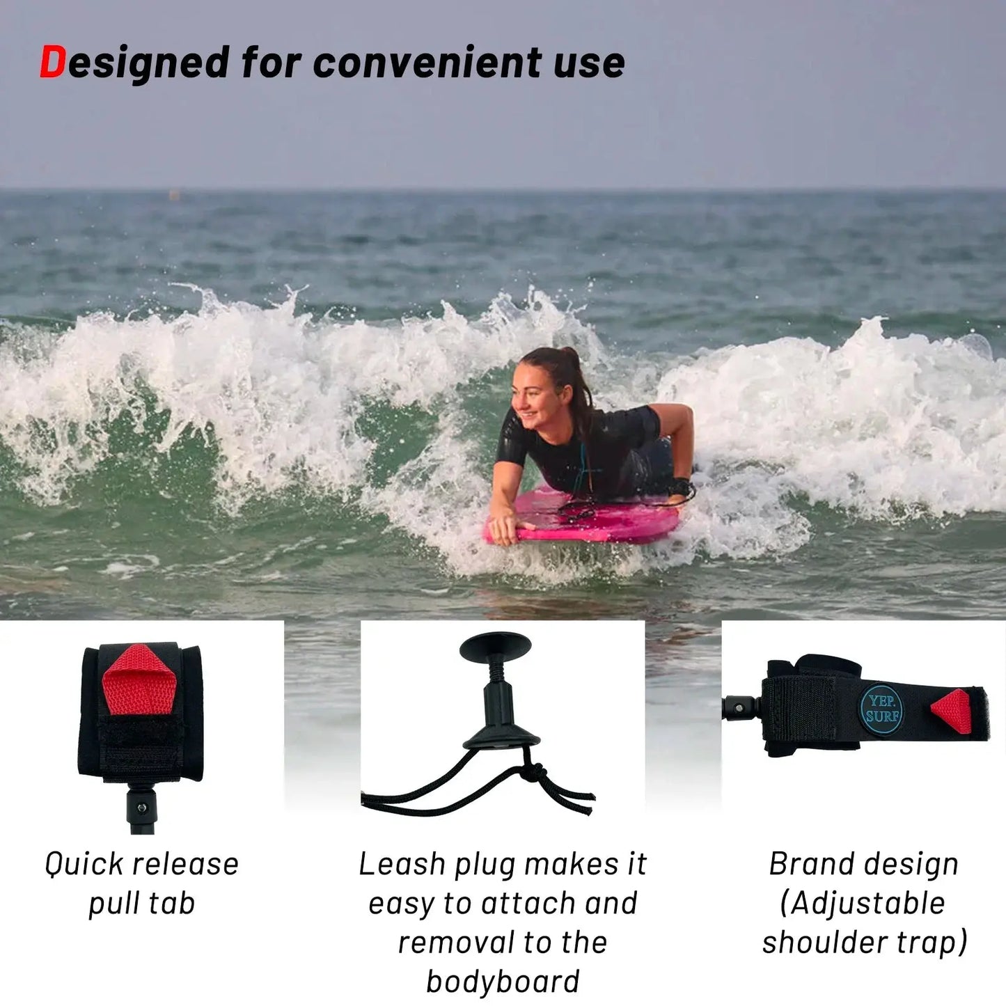 Customized Bodyboard Leash Surfboard 5ft5mm Coil Leash Wrist Cuff Leash Wave Board Premium TPU Rope for Wrist Bicep Surf Shop