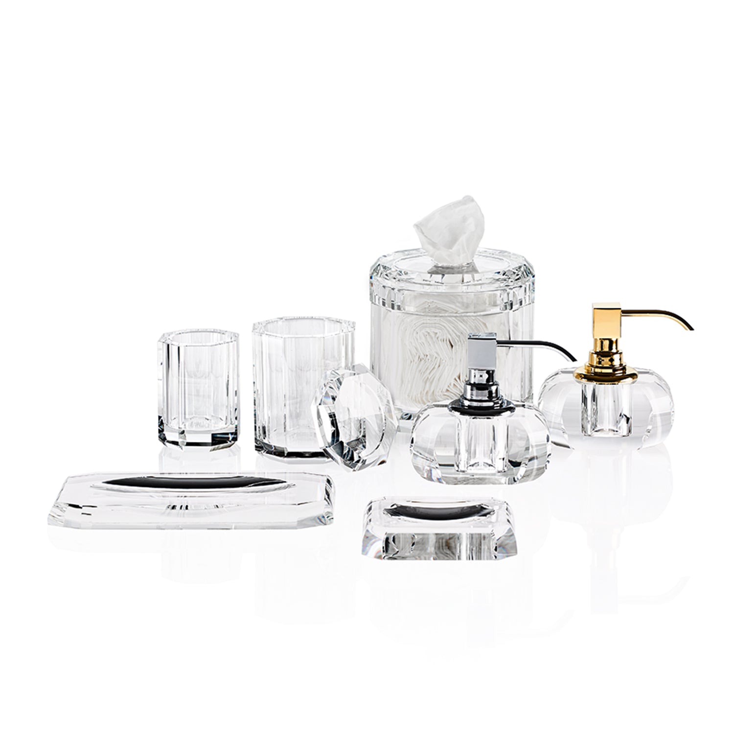 decor walther | KRISTALL collection | soap dispenser polished | clear + black