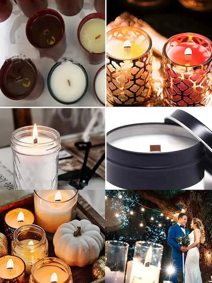 DIY Candle Making Kit - 60pcs Set with Natural Wood Wicks, Metal Stands & Glue Dots for Crafting