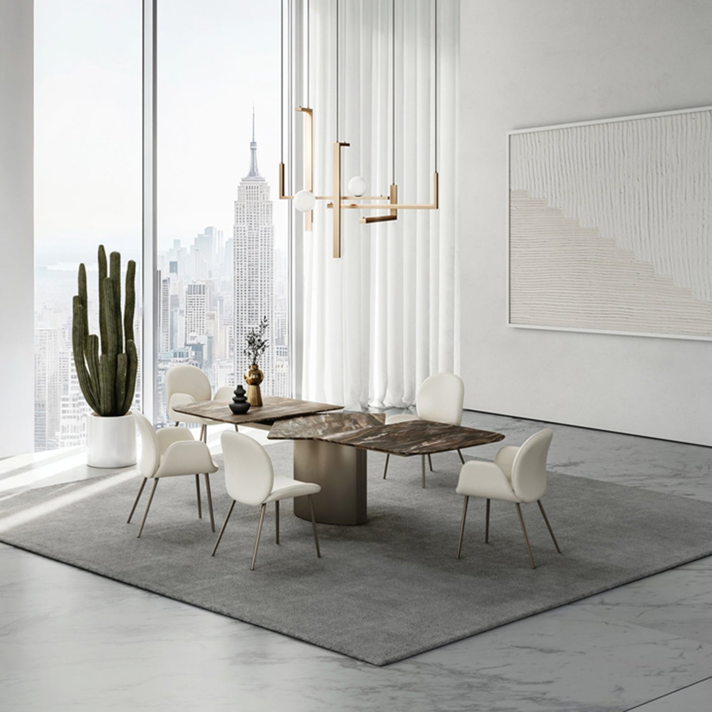draenert | adler extension table | boat shape | PG1 neva stone | 105 x 190cm (270cm ext)