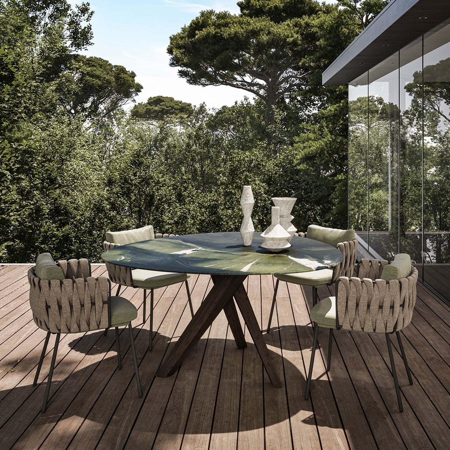 draenert | trilope indoor-outdoor dining table | carrara marble stone 120cm