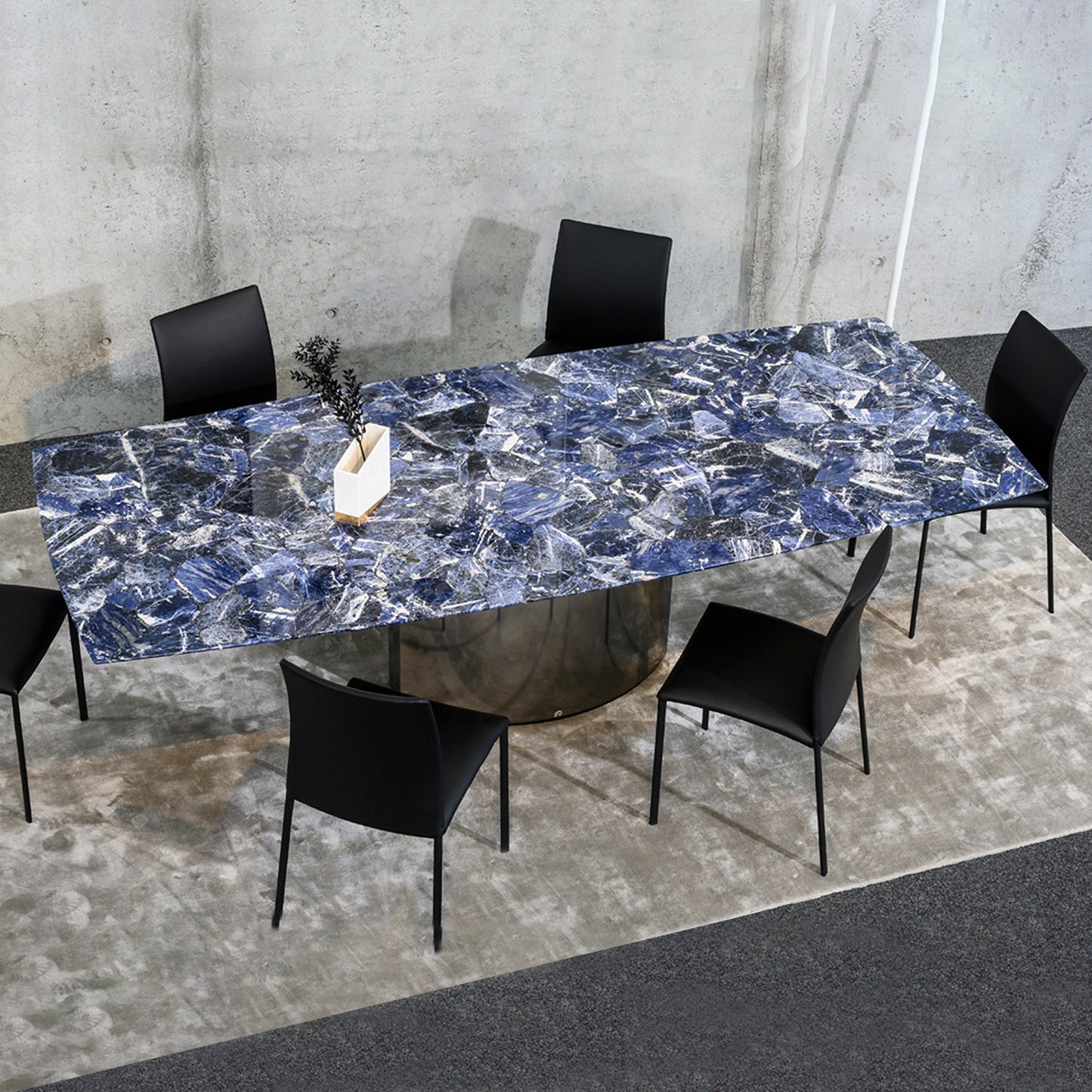 draenert | adler extension table | boat shape | PG1 neva stone | 105 x 190cm (270cm ext)