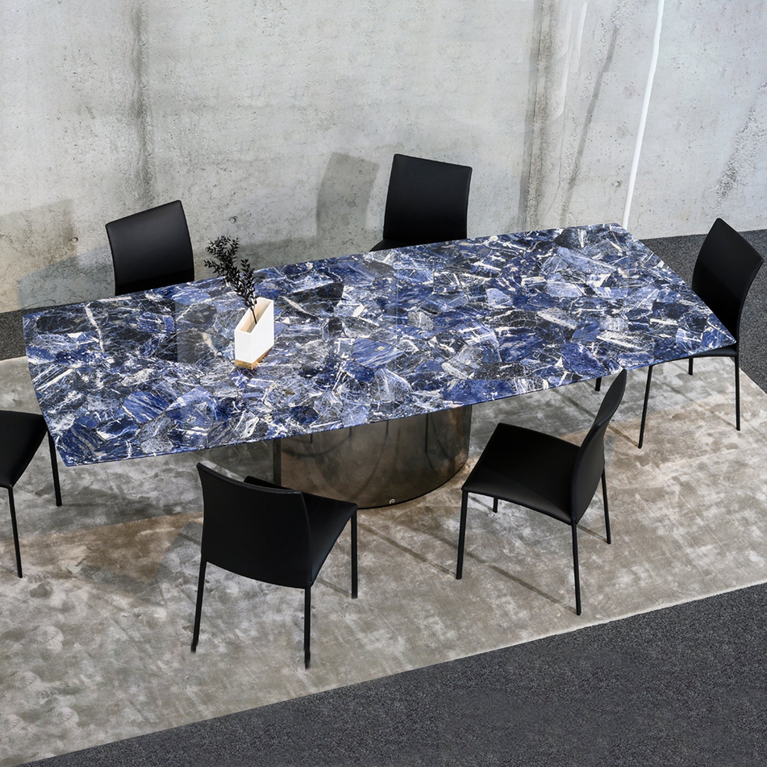 draenert | adler extension table | boat shape | PG1 neva stone | 105 x 190cm (270cm ext)