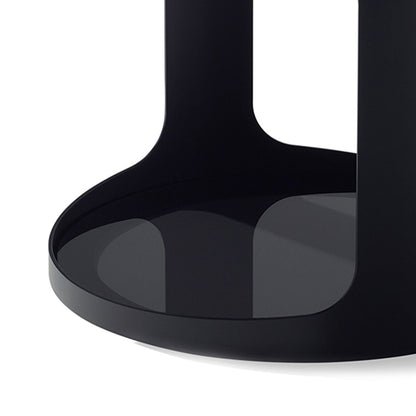 draenert | colin side table | verde bamboo stone + grey glass + black frame