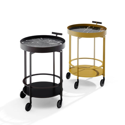 draenert | day bar trolley | breccia romana stone + gold frame