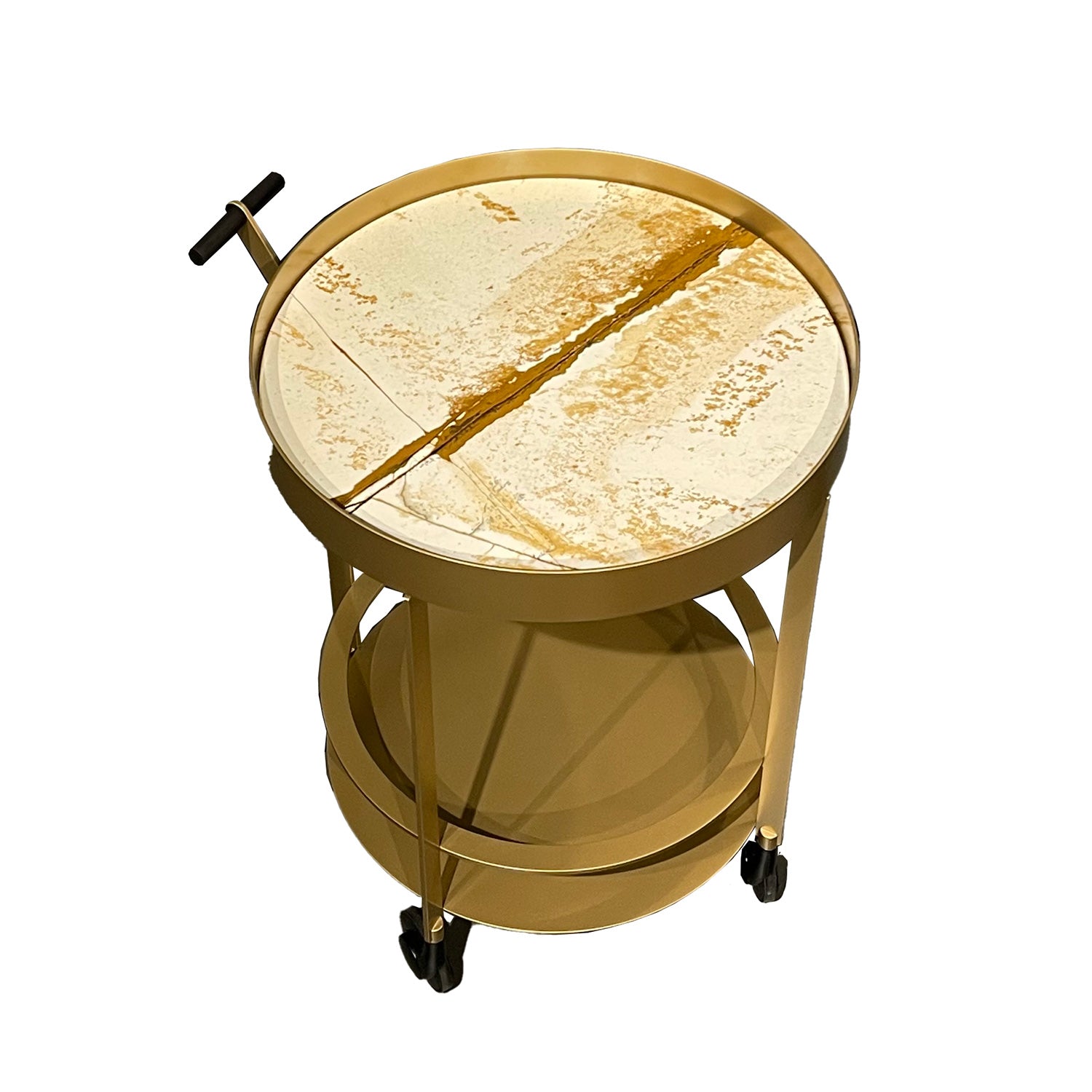 draenert | day bar trolley | breccia romana stone + gold frame