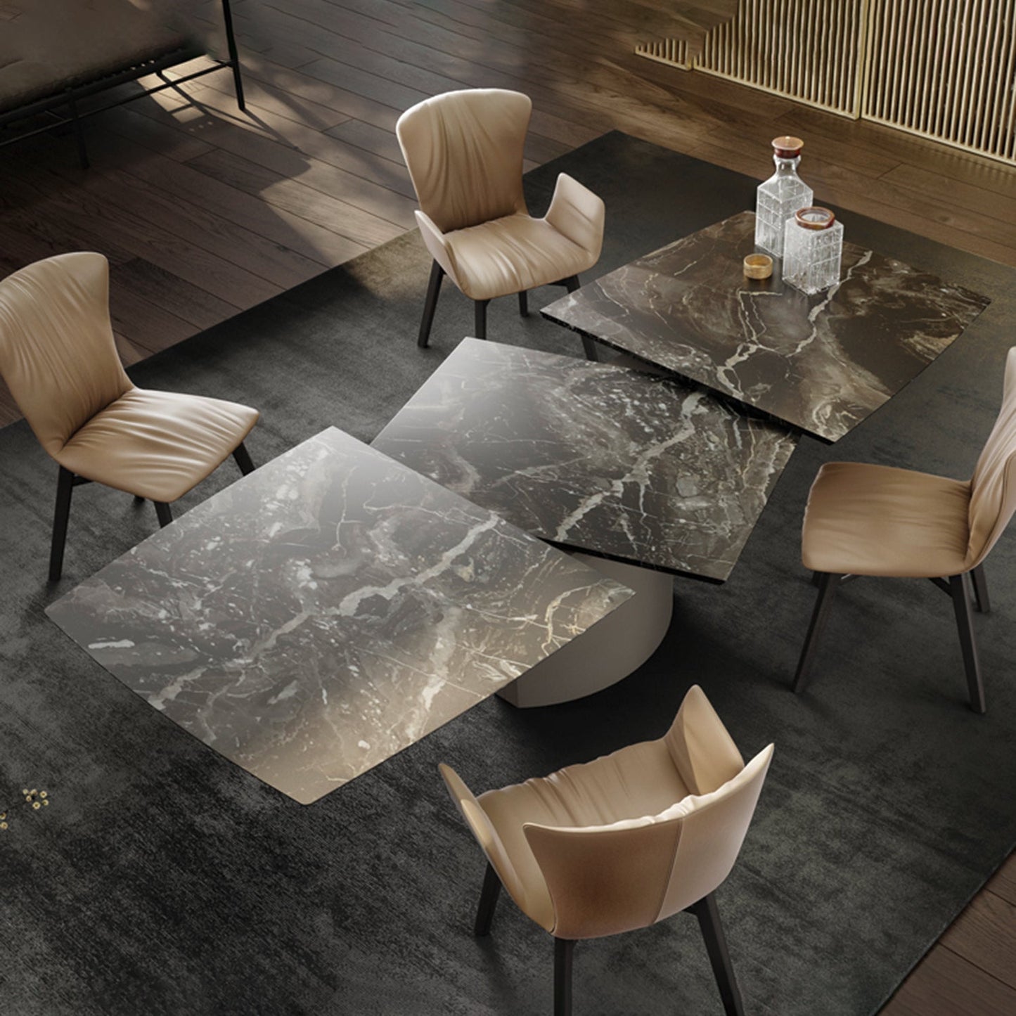 draenert | adler extension table | boat shape | PG1 neva stone | 105 x 190cm (270cm ext)
