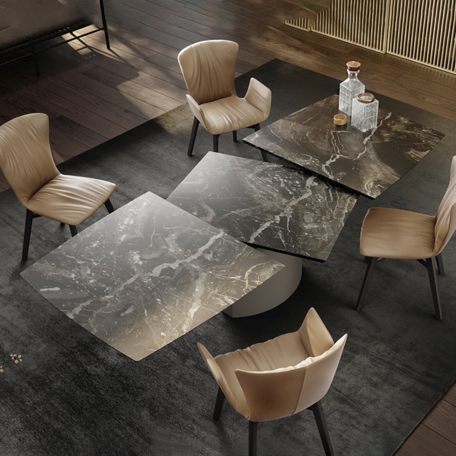 draenert | adler extension table | boat shape | PG1 neva stone | 105 x 190cm (270cm ext)