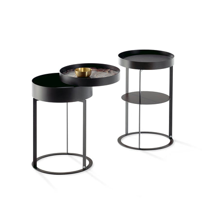 draenert | night side table with shelf | leather 89001 + black frame