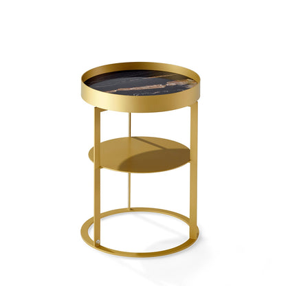 draenert | night side table with shelf | leather 89001 + black frame
