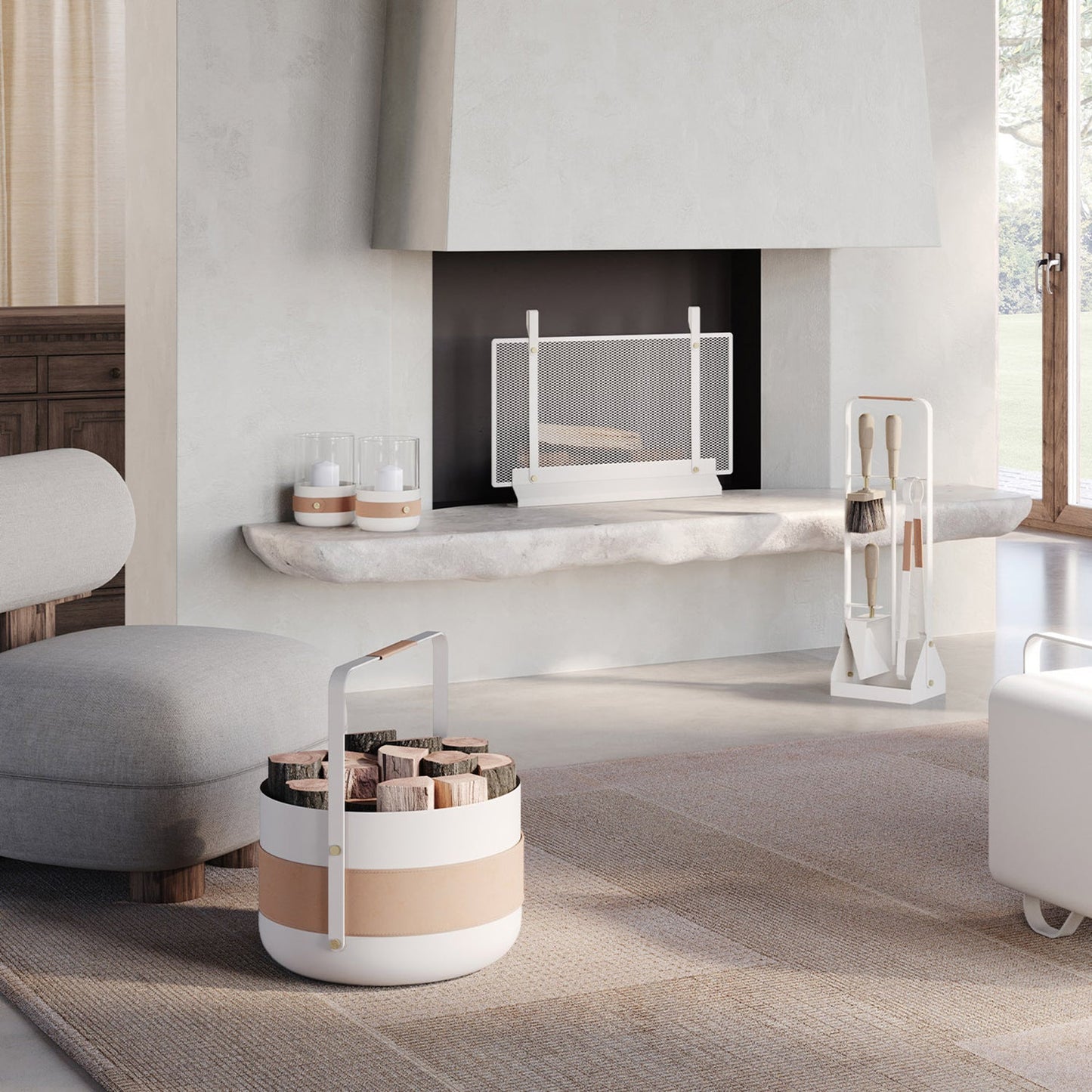 eldvarm | emma wood basket | blanc