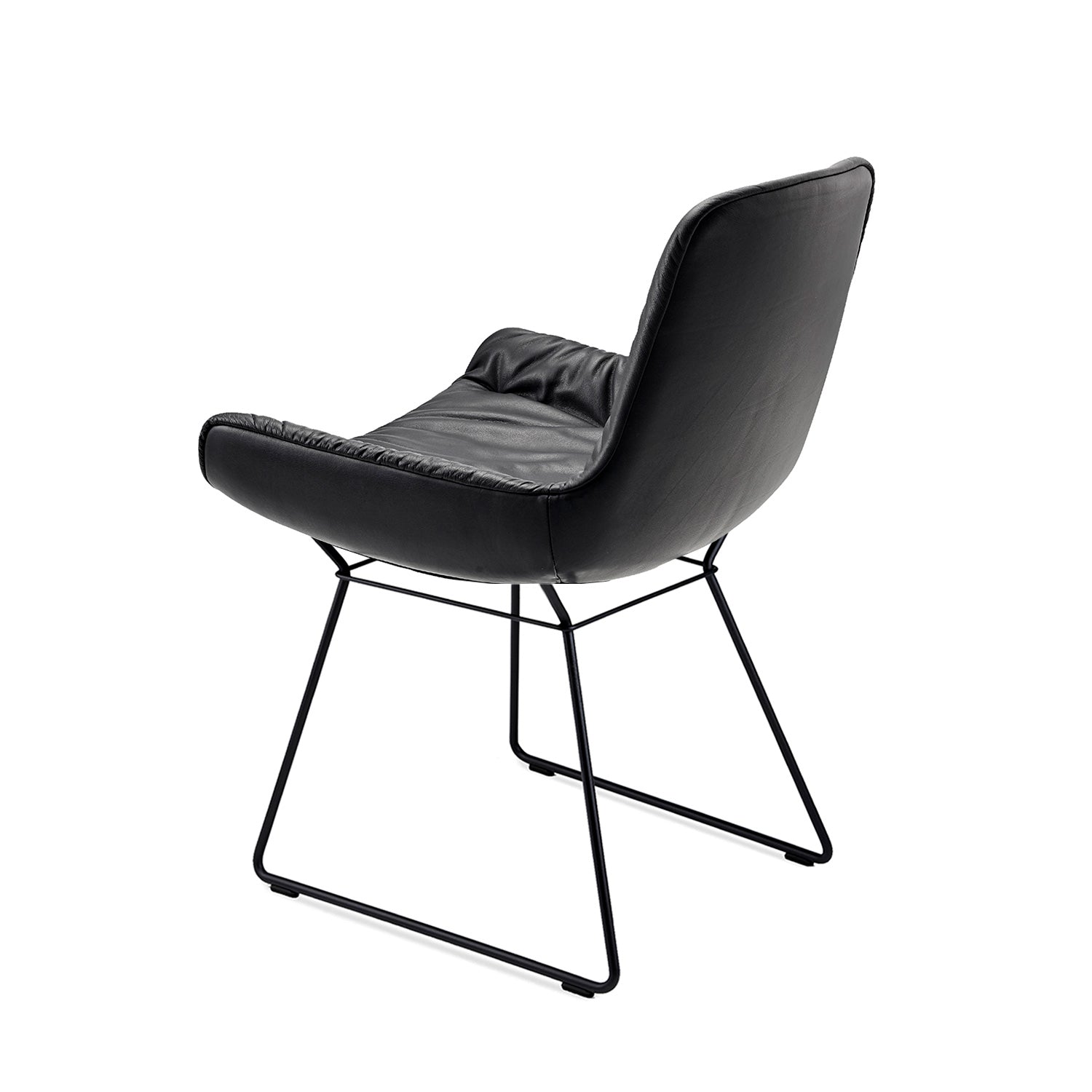 freifrau | leya armchair low | wire frame | orient ebony (black) leather