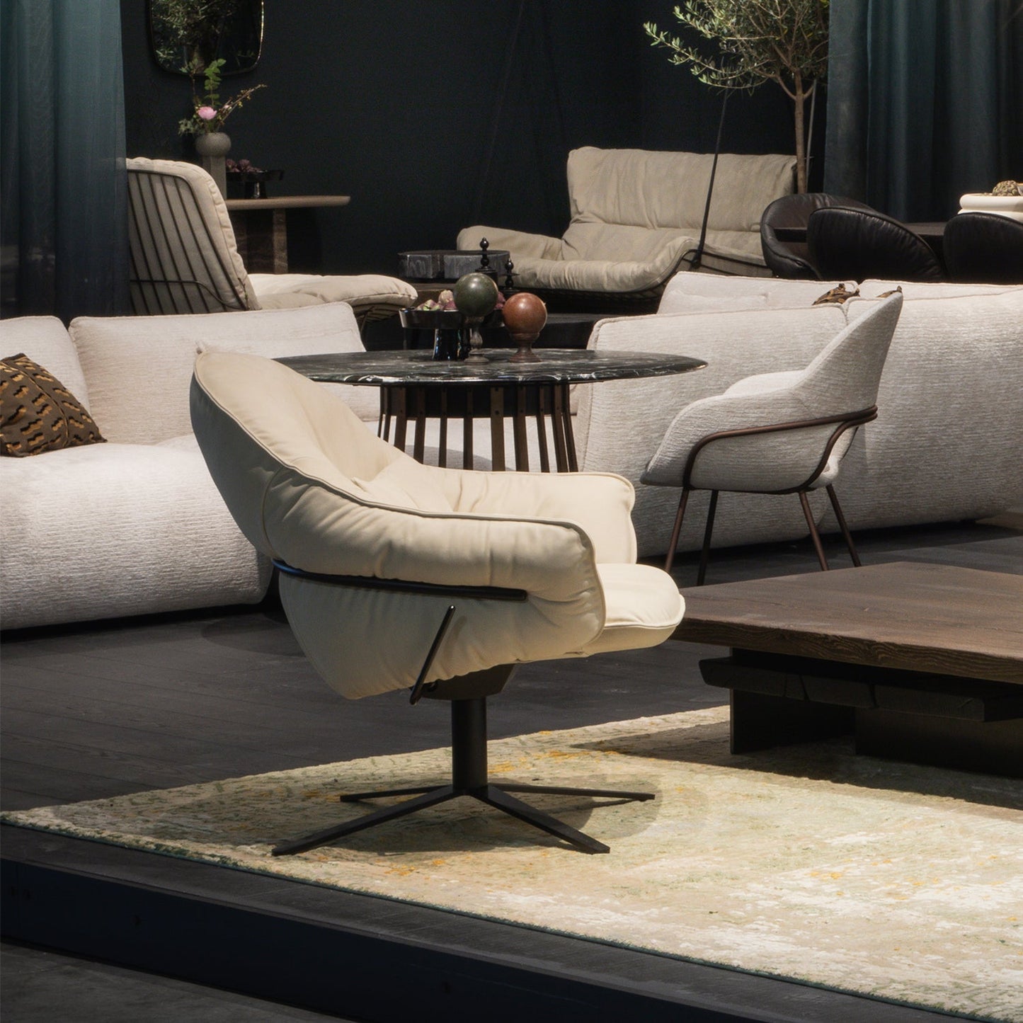 freifrau | marie lounge chair | x-base frame | adamo + eva tabacco