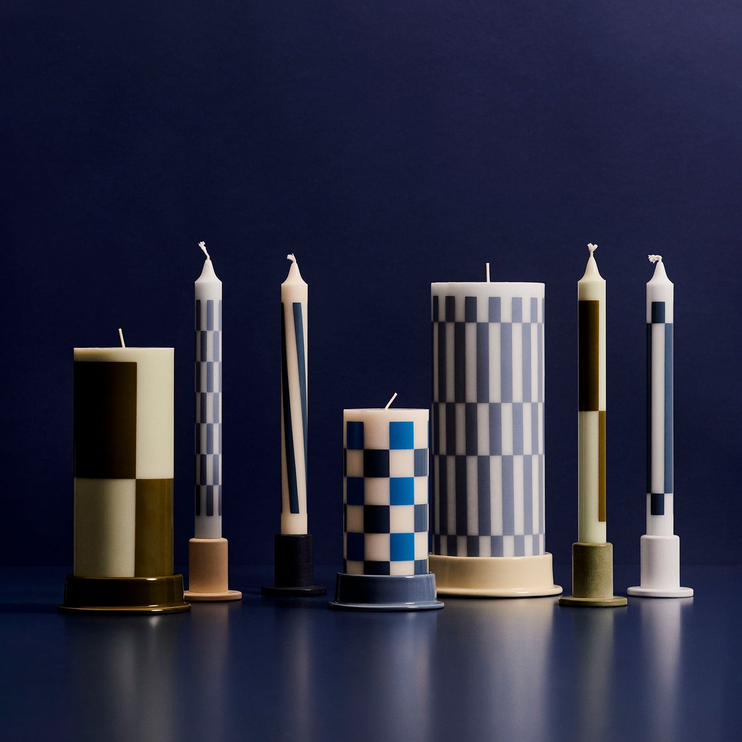 hay | green and blue pattern candle | set of 4