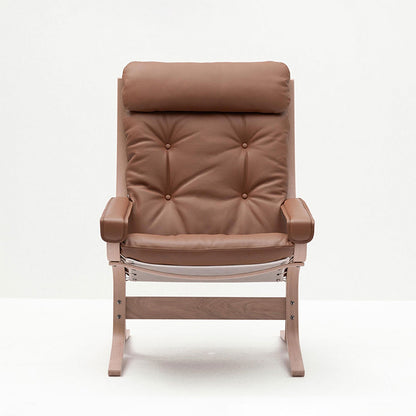 hjelle | siesta classic 301 chair | high back with arms | oak + rustical tan leather