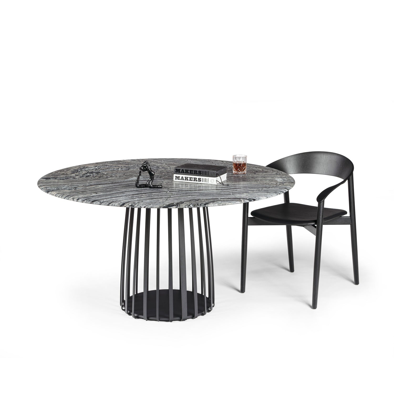 janua | bc 07 basket table round | rainforest green stone + black base 110cm