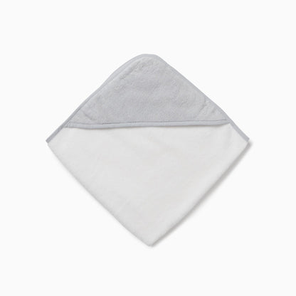 Baby Hooded Bath Towel - White & Grey
